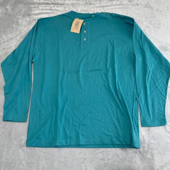 Armani Jeans Shirt Mens Small S Blue Turquoise Lightweight Henley Cotton NEW‎ - Picture 1 of 7